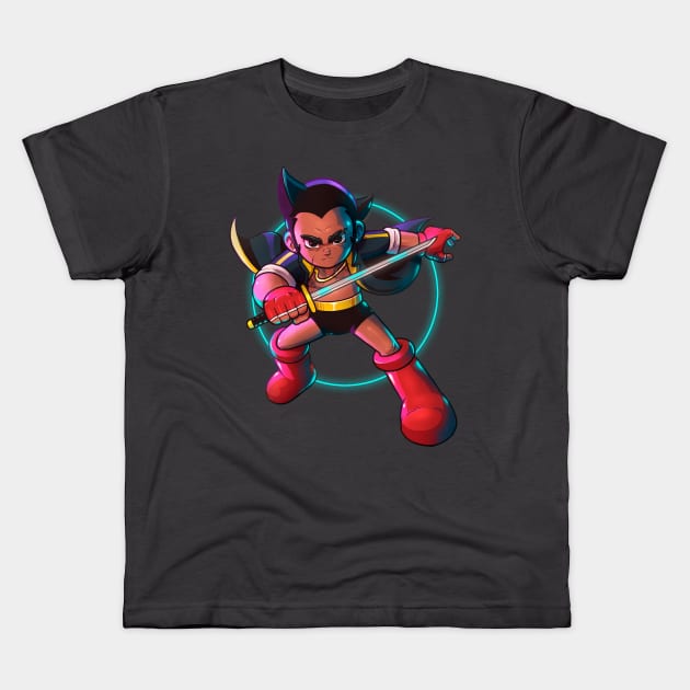 Cyber Samurai Atom Kids T-Shirt by BrunoMota